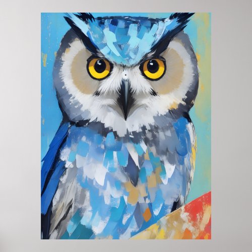 Owl Portrait Paintings Poster