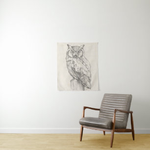 Owl Portrait - Sketch Tapestry