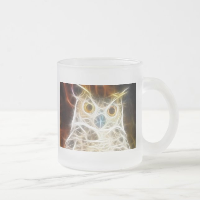 Owl Powerful Look Frosted Glass Coffee Mug (Right)