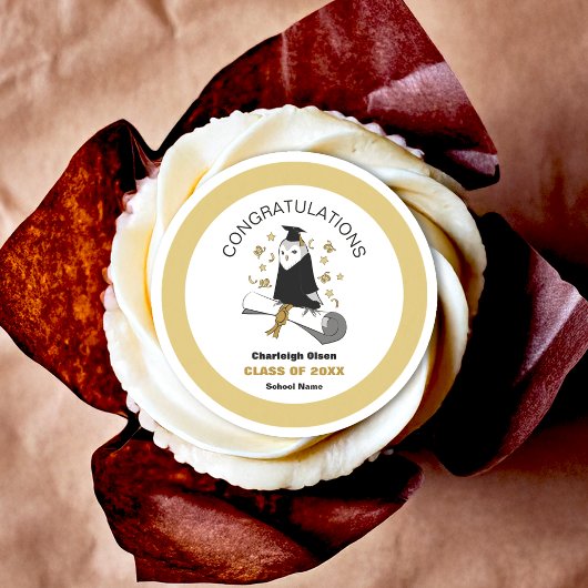 Owl Preschool / Kindergarten Graduation Party Edible Frosting Rounds