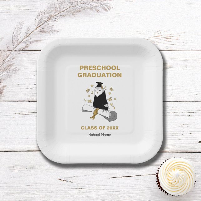 Owl Preschool / Kindergarten Graduation Party Paper Plates (Creator Uploaded)