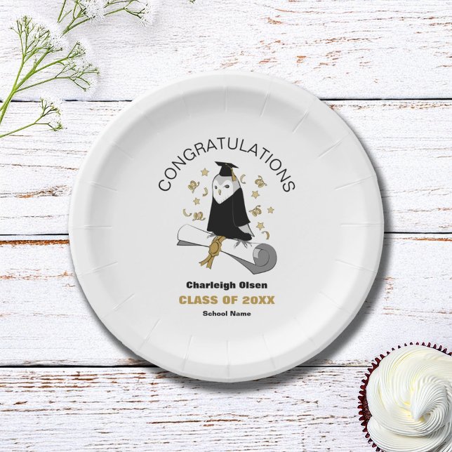 Owl Preschool / Kindergarten Graduation Party Paper Plates (Creator Uploaded)