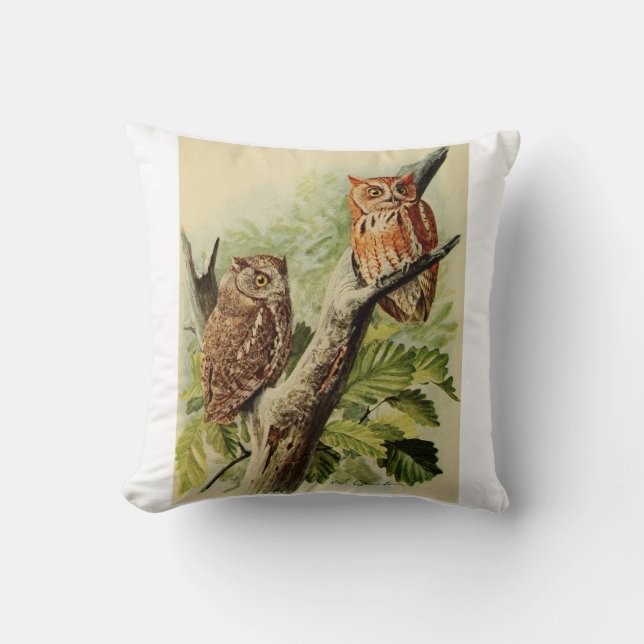 Owl Print  Throw Pillow (Front)