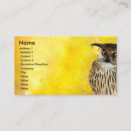 Owl Professional  Bird Design | Watercolors Business Card