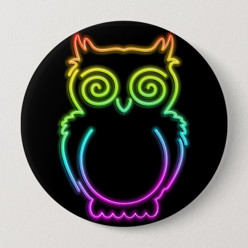 Owl Psychedelic Neon Light Button