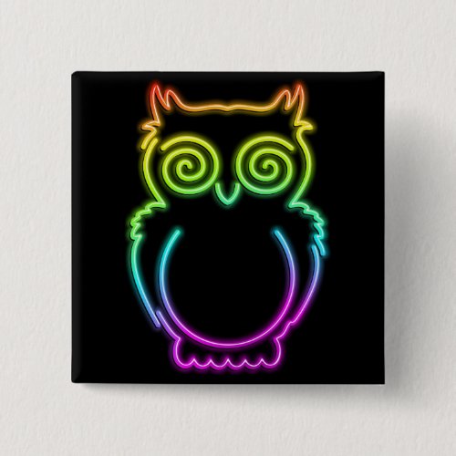 Owl Psychedelic Neon Light Button