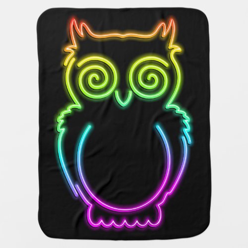 Owl Psychedelic Neon Light Button Baby Blanket