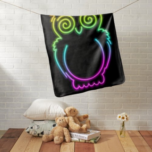 Owl Psychedelic Neon Light Button Baby Blanket