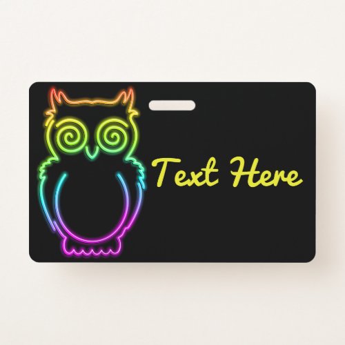 Owl Psychedelic Neon Light Button Badge