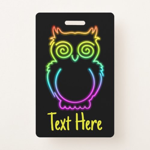 Owl Psychedelic Neon Light Button Badge