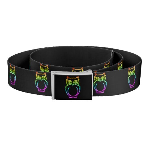 Owl Psychedelic Neon Light Button Belt