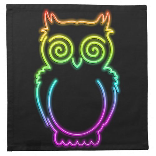 Owl Psychedelic Neon Light Button Cloth Napkin