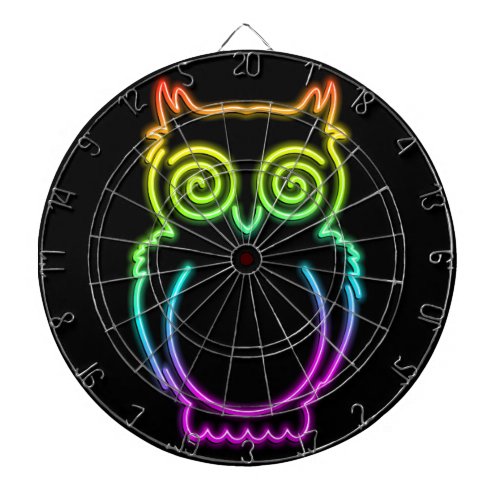 Owl Psychedelic Neon Light Button Dart Board