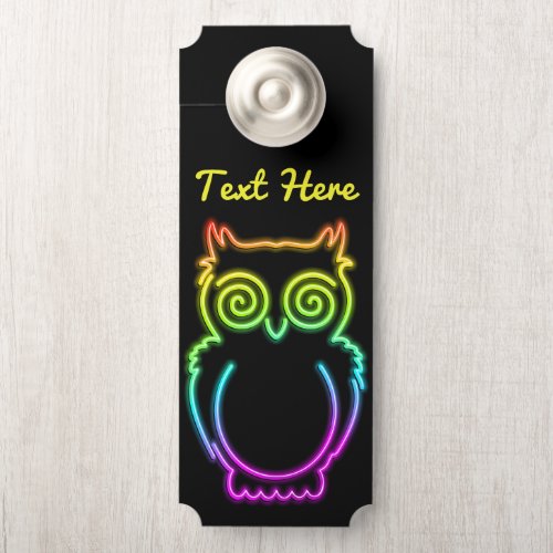 Owl Psychedelic Neon Light Button Door Hanger