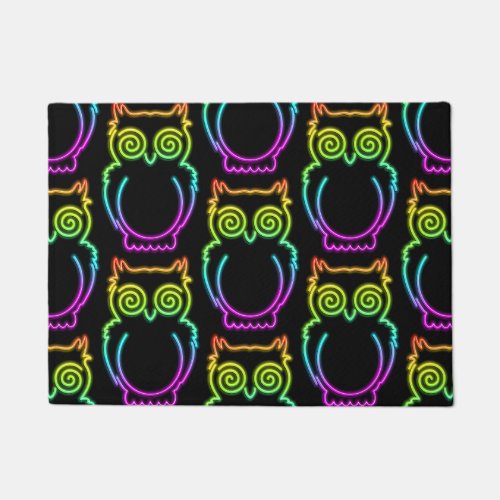 Owl Psychedelic Neon Light Button Doormat