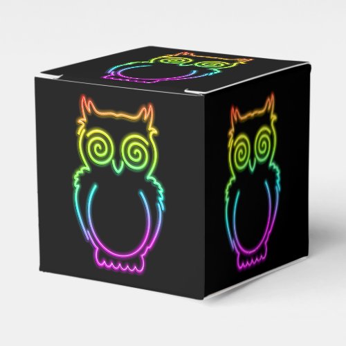 Owl Psychedelic Neon Light Button Favor Boxes