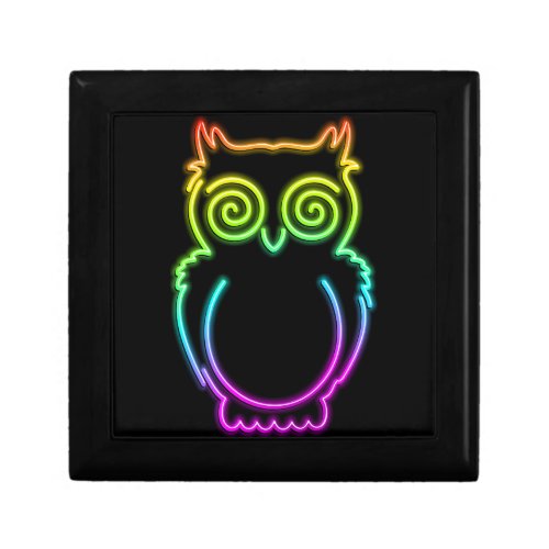 Owl Psychedelic Neon Light Button Gift Box