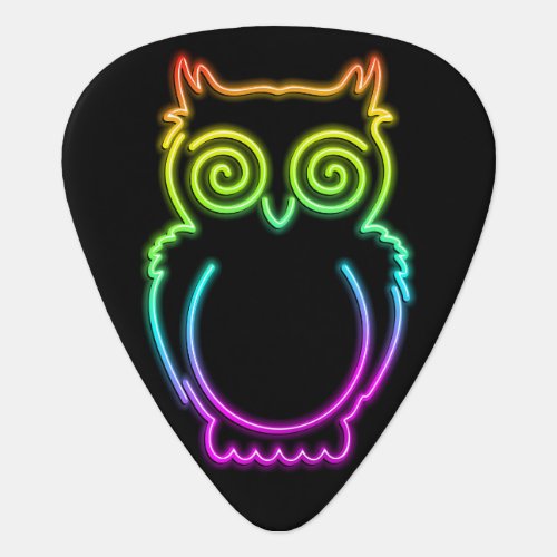 Owl Psychedelic Neon Light Button Guitar Pick