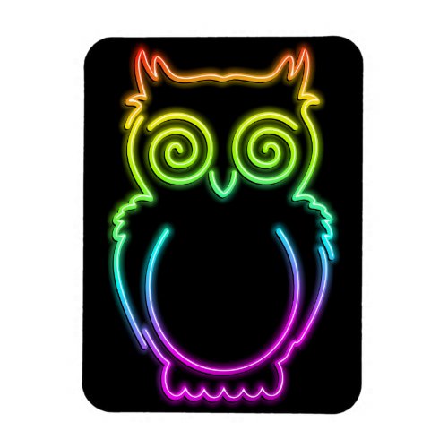 Owl Psychedelic Neon Light Button Magnet