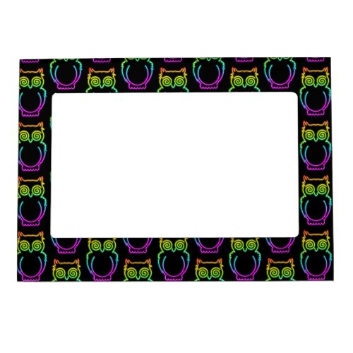 Owl Psychedelic Neon Light Button Magnetic Frame