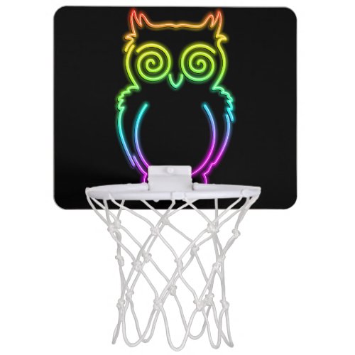 Owl Psychedelic Neon Light Button Mini Basketball Hoop