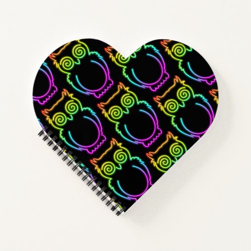 Owl Psychedelic Neon Light Button Notebook