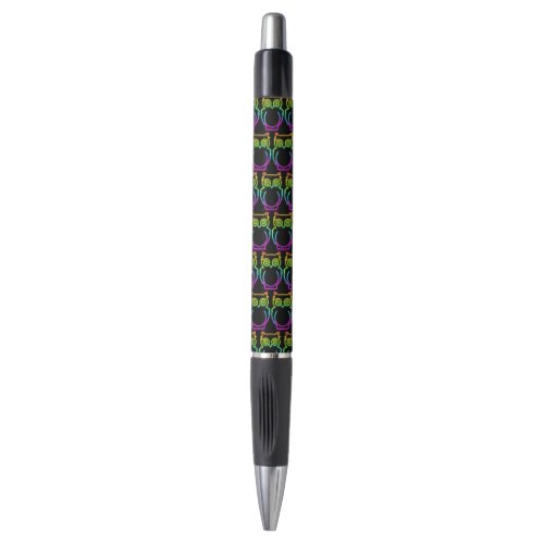 Owl Psychedelic Neon Light Button Pen