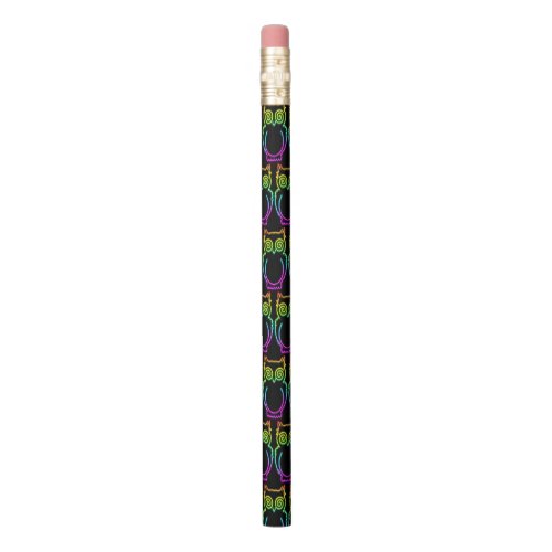 Owl Psychedelic Neon Light Button Pencil
