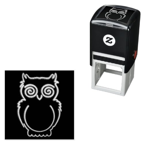 Owl Psychedelic Neon Light Button Self_inking Stamp