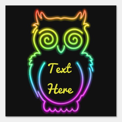 Owl Psychedelic Neon Light Button Sign