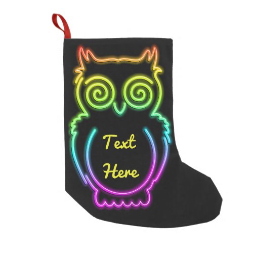 Owl Psychedelic Neon Light Button Small Christmas Stocking