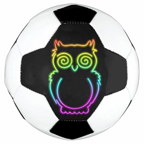 Owl Psychedelic Neon Light Button Soccer Ball