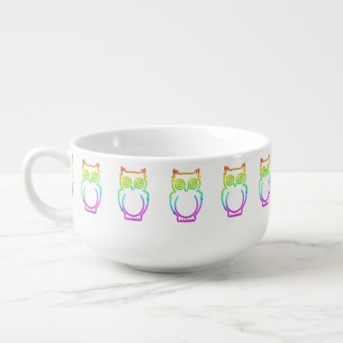 Owl Psychedelic Neon Light Button Soup Mug