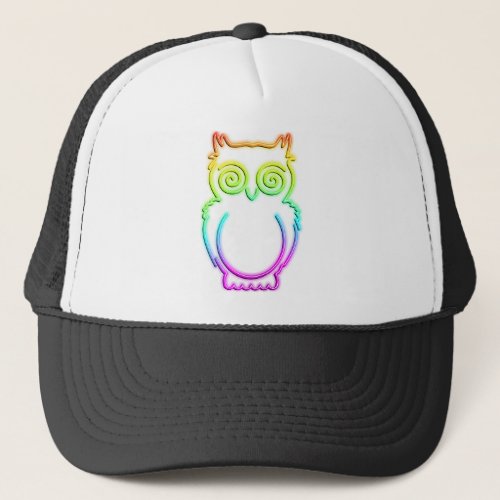 Owl Psychedelic Neon Light Button Trucker Hat