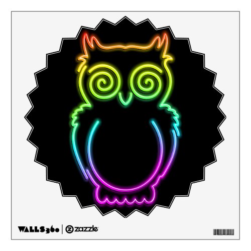 Owl Psychedelic Neon Light Wall Decal