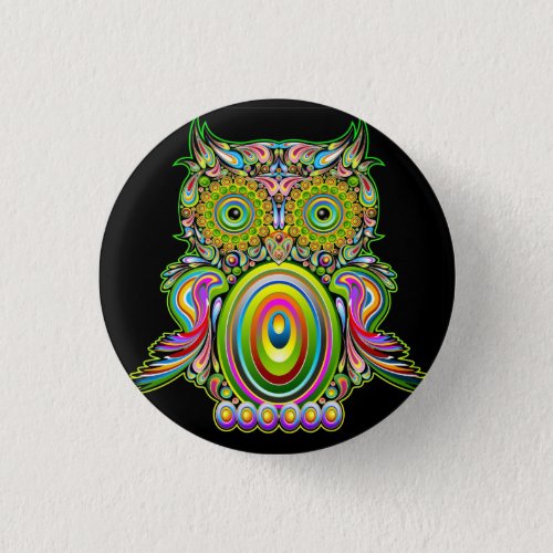 Owl Psychedelic Pop Art Button