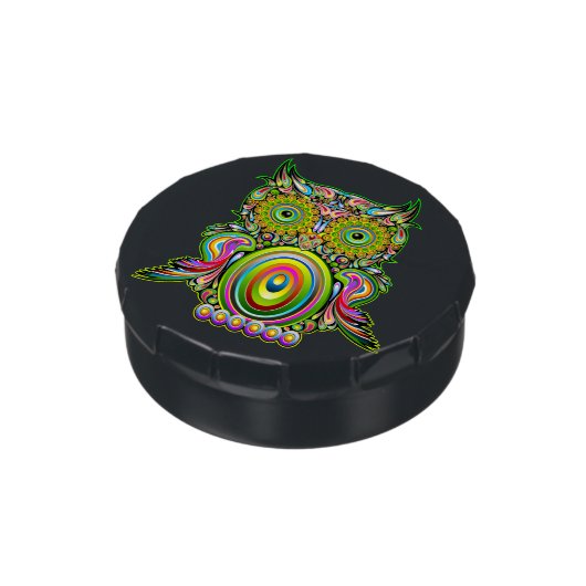 Owl Psychedelic Pop Art Candy Tin (Side)