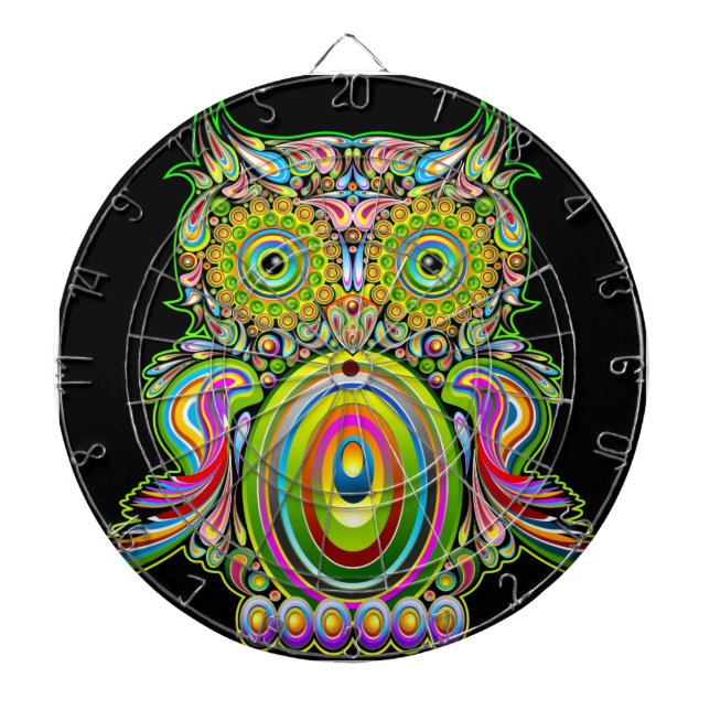 Owl Psychedelic Popart Dartboard (Front)