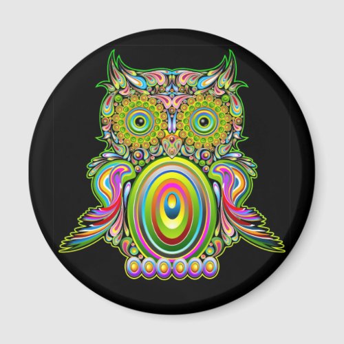 Owl Psychedelic Popart Magnet