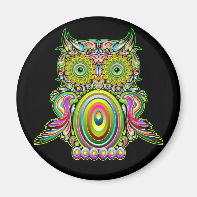 Owl Psychedelic Popart Magnet (Front)