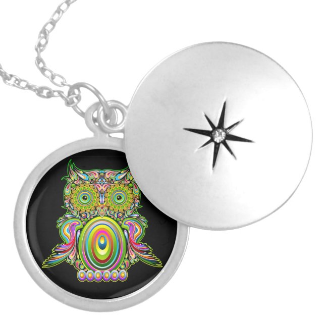 Owl Psychedelic Popart Necklace (Front)