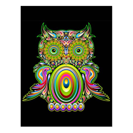 Owl Psychedelic Popart Postcard | Zazzle.com
