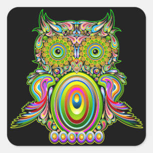 Owl Psychedelic Popart Sticker