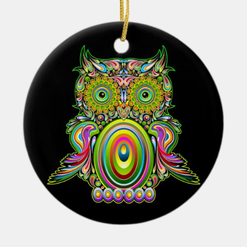 Owl Psychedelic Popart Tapestry Magnet Bottle Open Ceramic Ornament