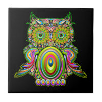 Owl Psychedelic Popart Tapestry Magnet Bottle Open