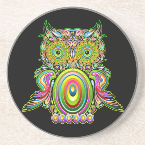 Owl Psychedelic Popart Tapestry Magnet Bottle Open Coaster