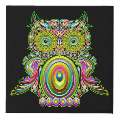 Owl Psychedelic Popart Tapestry Magnet Bottle Open Faux Canvas Print