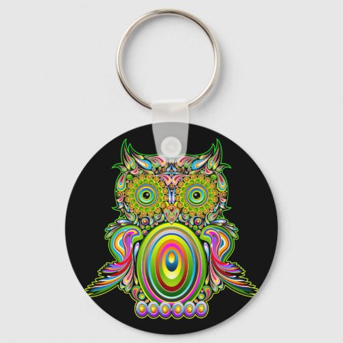 Owl Psychedelic Popart Tapestry Magnet Bottle Open Keychain