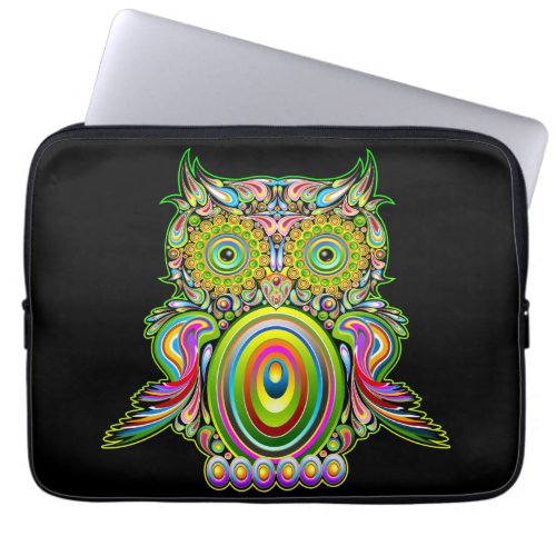 Owl Psychedelic Popart Tapestry Magnet Bottle Open Laptop Sleeve