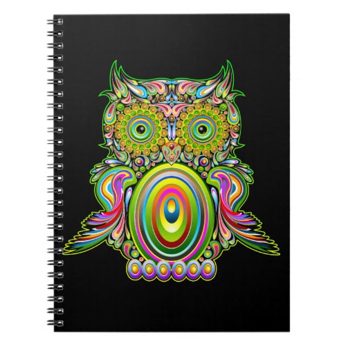 Owl Psychedelic Popart Tapestry Magnet Bottle Open Notebook
